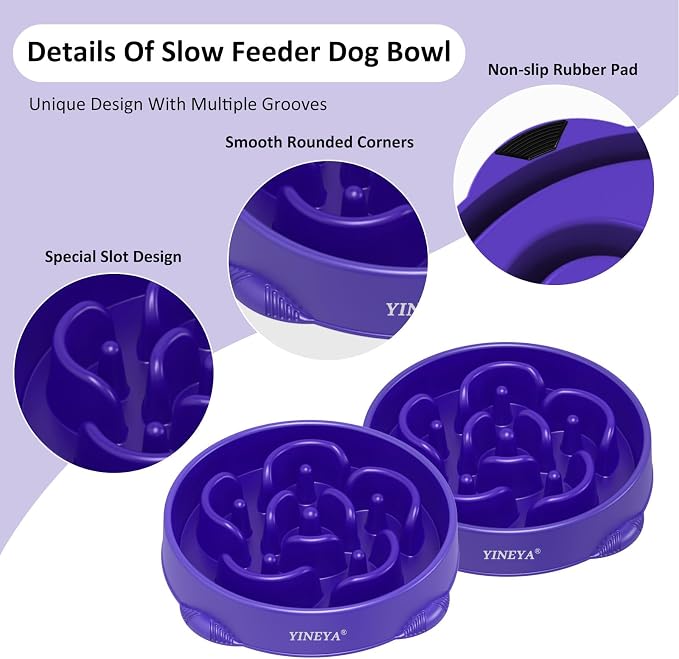 YINEYA 4 Cups Slow Feeder Dog Bowls Large Breed, Anti-Choking Pet Supplies, Maze Dog Food Bowl, Puzzle Feeder That Slow Down Eating