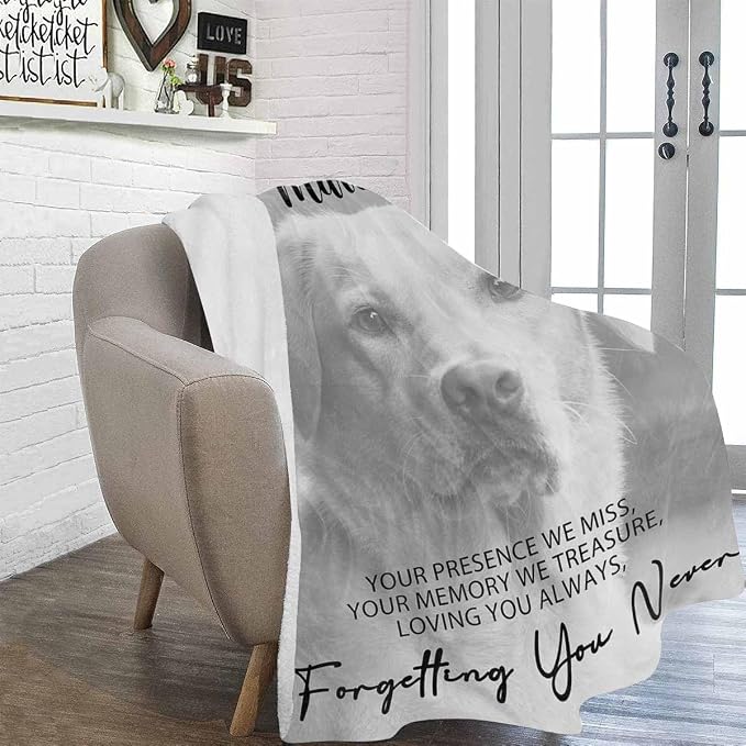 Artsadd Dog Memorial Gifts with Photo Name-Personalized Blanket with Photos and Name-in Loving Memory Gifts for Loved Ones Lost-Custom Remembrance Gifts Blankets for Pets Lover