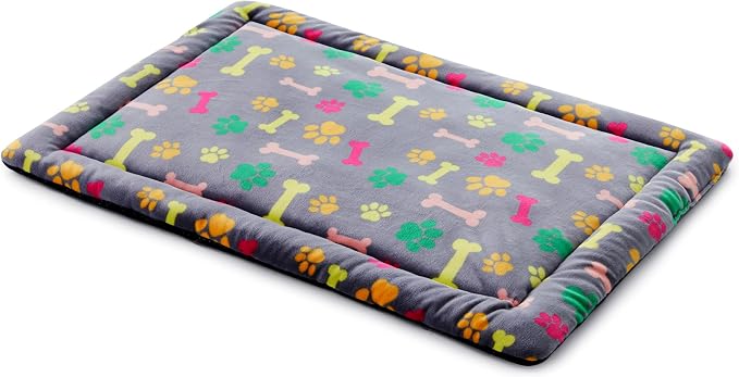 Allisandro Lightweight Waterproof Dog Bed Pad, 1.5" Thick Travel Mat for Crates, Kennels & Elevated Beds, Washable Non-Slip Sleeping Mat for Small to Large Dogs, 24 x 18 Inches, Vivid Bone