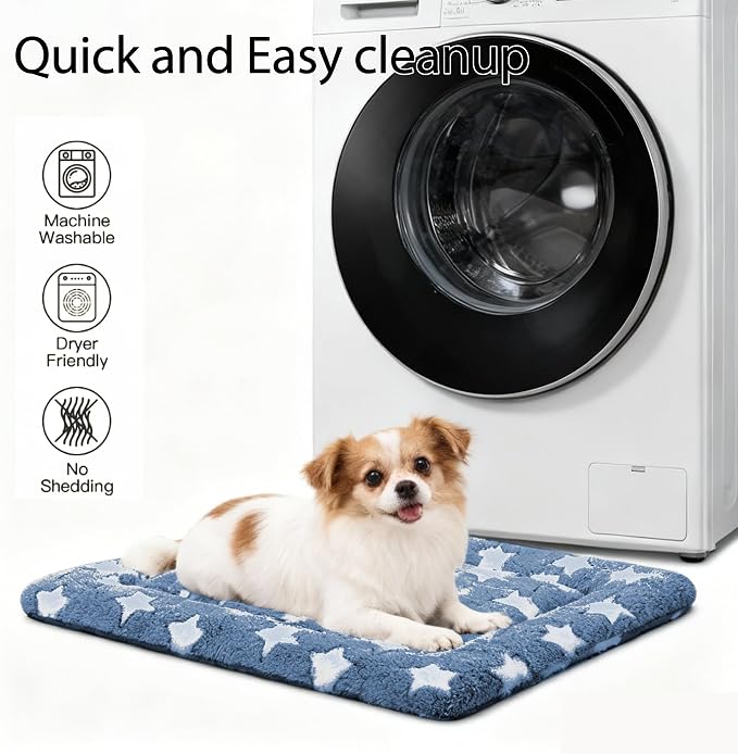 Dog Bed Mat - Dog Crate Pad - Reversible Mat for Pet Comfort - Soft Bed Crate Pads with Dual-Sided Design for All Seasons(Dark Blue Stars, 24" L*18" W*1.5" Th)