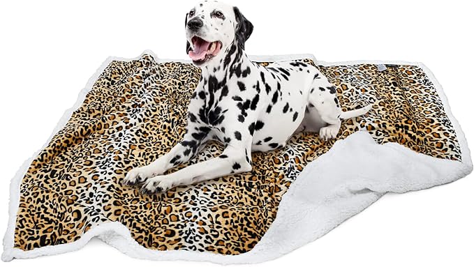 Kritter Planet Leopard Print Dog Blankets for Large Dogs, Soft Fluffy Fleece Pet Blankets for Couch, Sofa, Dog Beds, Car Seats, Creat, Washable, 50x60 inches