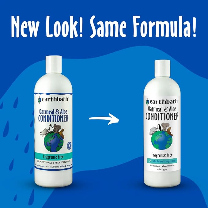 earthbath Oatmeal & Aloe Conditioner, Dry Skin, Made in USA, 16 Oz (1 Pack) | Dog Conditioner for Allergies & Itching, Helps Relieve Itching, Cruelty Free Pet Conditioners, Fragrance Free Dog Wash