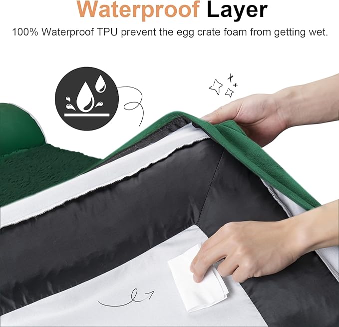 NANUYA Orthopedic Dog Bed for Jumbo Dogs, 53 x 42 Inch, Emerald | Egg crate foam for joint support, 3-sided bolster pet sofa, waterproof lining, washable cover, and non-skid base