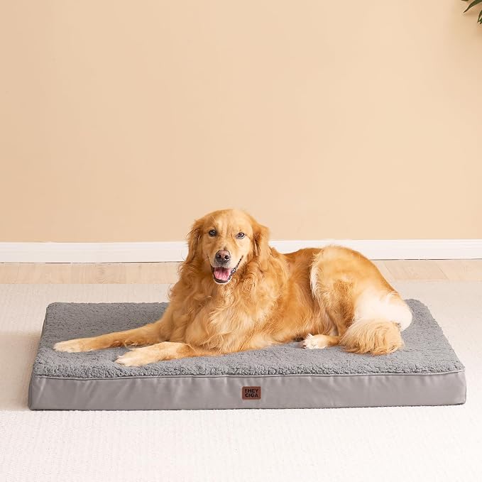EHEYCIGA Orthopedic Dog Bed Extra Large with Removable Washable Cover, 50IN | Egg Crate Foam Support, Durable Oxford fabric, Non-Slip Bottom, Machine Washable, Soft Waterproof Plush Pet Bed Mat For Crate