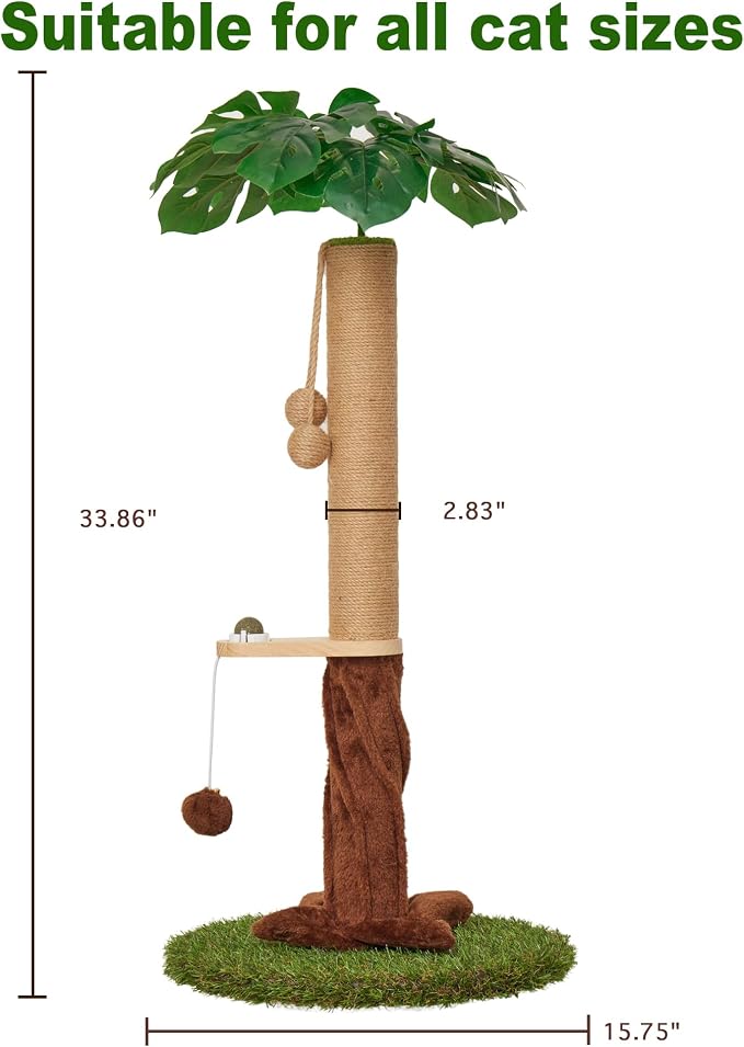 Cat Scratching Post, Cat Scratcher Kitten Scratch Post，Sisal Rope for Indoor Cats, Claw Scratcher for Indoor Cats and Kittens (Catnip Ball)