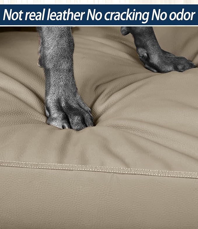Waterproof Leather XL Dog Bed, Hair Resistant Pet Beds with Wipeable Covers, Durable Easy to Clean Vinyl Mattress