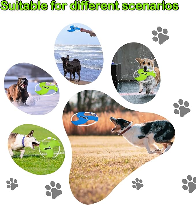 Dog Flying Disc Flyer Dog Toys, Glow in The Dark Nylon Dog Toy with 3 Light Models, Floating Dog Ring Toys for Physical Exercise, Pet Training Throwing Playing