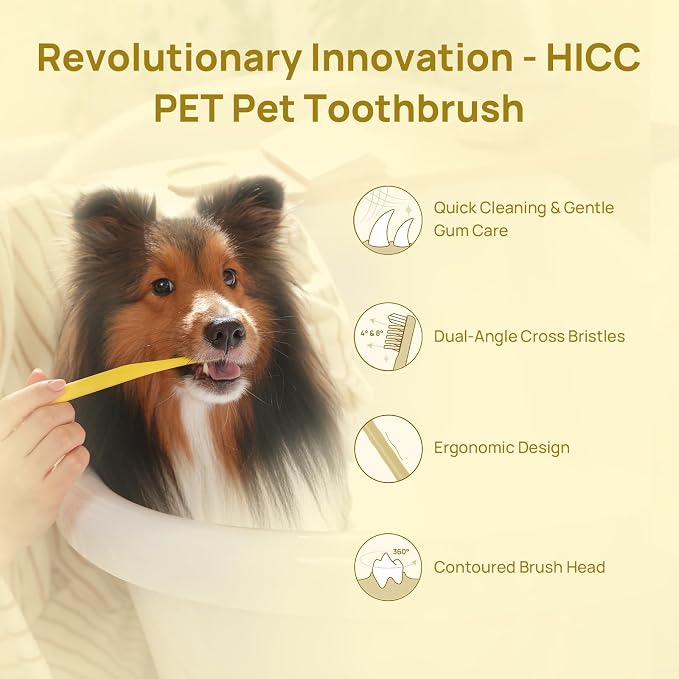 HICC PET Toothbrush for Cats & Small Dogs,Ergonomic Pet Toothbrush for Easy Teeth Cleaning,Gentle on Gums, Cat & Dog Oral Care – Toothpaste Not Included