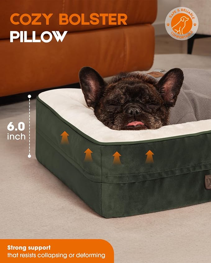 Upvilla Orthopedic Dog Bed, Four-Sided Cushioned Egg-Shaped Foam Dog Sofa, Waterproof Removable Cover, Cat Bed with Non-Slip Base, Small Pet Bed,Green