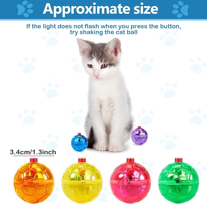 Jecery 9 Pcs Ghost Hunting Light Up Cat Balls LED Motion Activated Cat Toy Interactive Lighted Ball Pet Glowing Mini Running Exercise Toys for Kitten Dog Pet Animals Activity(Multicolor)