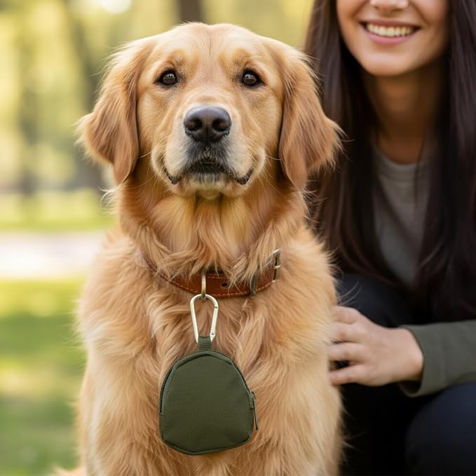 Dog Treat Pouch with Carabiner 3 Pack, Black, Green, Khak | Dog Treat Pouch for Dog Trainingr, Hands-Free Dog Treat Holder for Pet Training, Dog Treat Bags for Outdoor Use