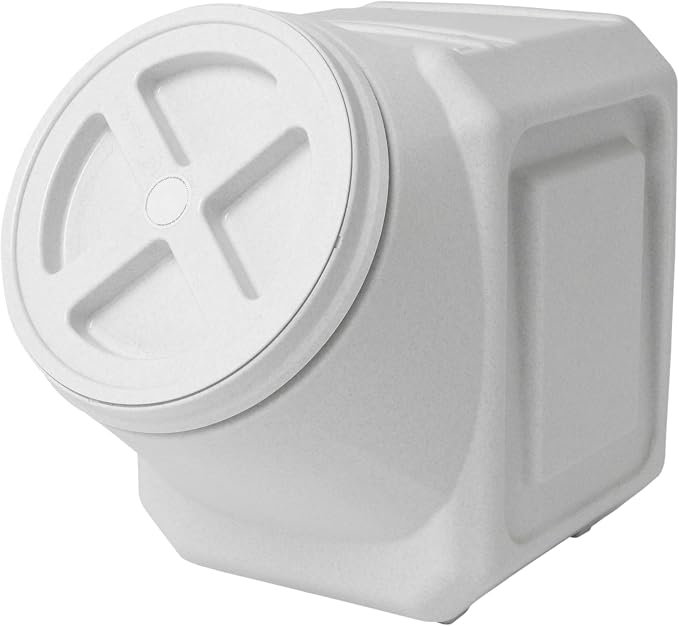 Vittles Vault Traditional Pet Food Storage Container For Dog Kibbles/Bird Seed/Oatmeal/Rice/Flour/Cereal, BPA Free Plastic, Sealed Airtight For Cat Food, Up To 60 lb, Made in USA, With Scoop, Gray