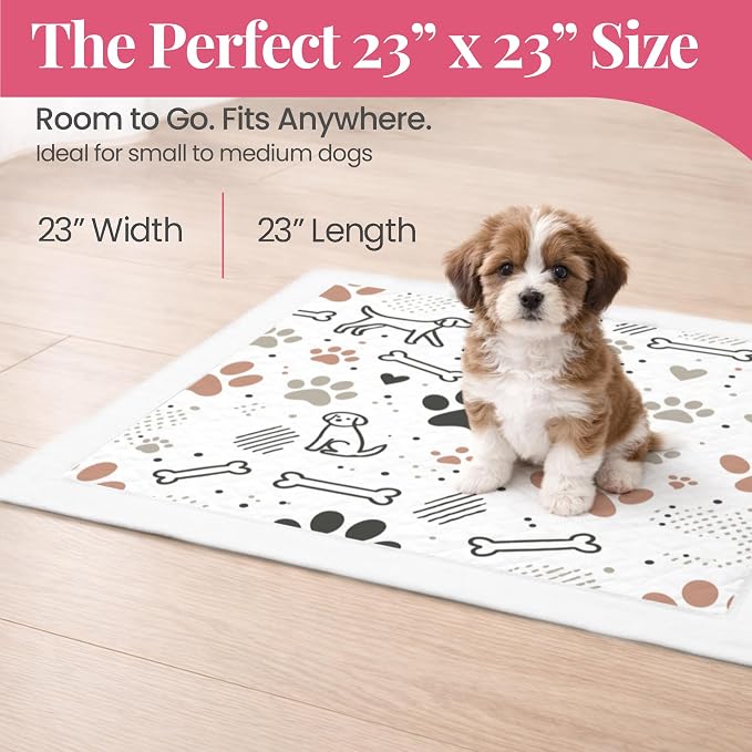 Pupiboo Disposable Dog and Cat Training Pads Highly Absorbent Pee Pads, Leak Proof Backing, for Housebreaking & Potty Training – 23x23 in (100 Count)