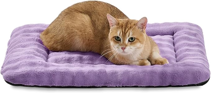 Pet Bed Mat Crate Pad for Cats Small Dogs, Dusty Purple, 24"x 18" | Washable Soft Pet Sleeping Mat, Puppy Cat Kitten Cushion with 3D Bubble Pattern