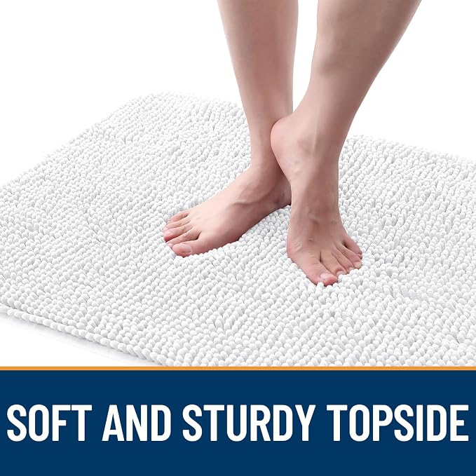 OLANLY Dog Door Mat for Muddy Paws 24x16, Super Absorbent Chenille Mud Mat | White, Absorbs Moisture and Dirt, Non-Slip Machine Washable Doormat, Quick-Drying Indoor Entryway Floor Carpet for Dogs