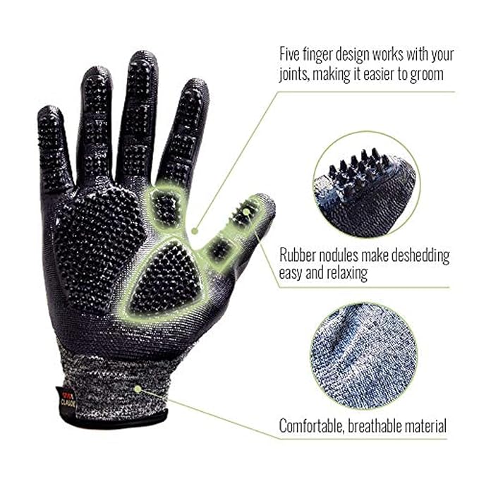 Pet Grooming Gloves for Dogs & Cats – Deshedding Brush and Bathing Mitt with Soft Silicone Tips - Removes Loose Hair, Dirt & Dander - Gentle Massage Grooming Tool - Adjustable Fit