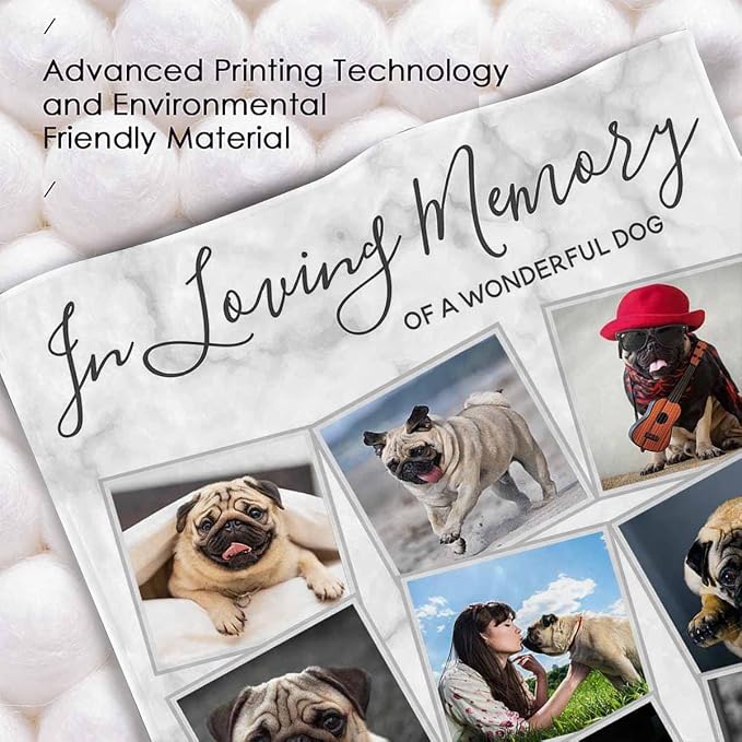 Personalized Pet Photo Blanket in Loving Memory of A Wonderful Dog Pet Custom Loss of Dog Memorial Fleece Blankets Ultra-Soft Micro Throw Blanket Gift for Kids Grieving Pet Owner 30X40 Inch