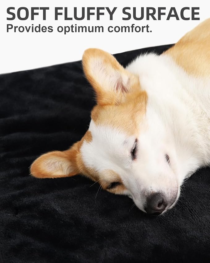 KSIIA Orthopedic Dog Bed for Small Dogs with Waterproof Lining, Black,23x17 | Deluxe Soft Plush Dog Crate Bed, Washable Pet Mat with Removable Cover & Egg Crate Foam for Small Dogs Sleeping & Relaxing