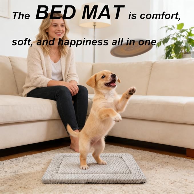 Dog Bed Mat - Durable & Cute Crate Dog Beds for Small Dogs & Cats, Comfortable Kennel Pad for Home, Crate & Travel