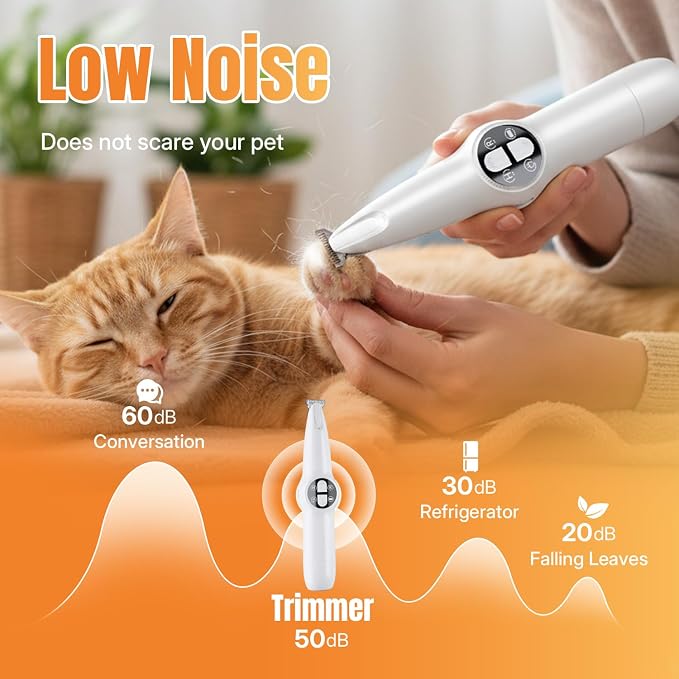 Mcbazel 2 in 1 Pet Micro Precision Trimmer & Nail Grinder, Multifunctional Rechargeable Pet Shaver Hair Nail Trimmer with LED Light for Paws Eyes Ears Face Buttocks for Large/Small Dogs and Cats