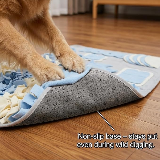 Snuffle Mat for Dogs: Slow Food Interactive Experience - 7 Enrichment Foraging Games for Large Dog Owners Needing to Burn Pet Energy - Washable 1000 Times - 22x38 inch - Grey