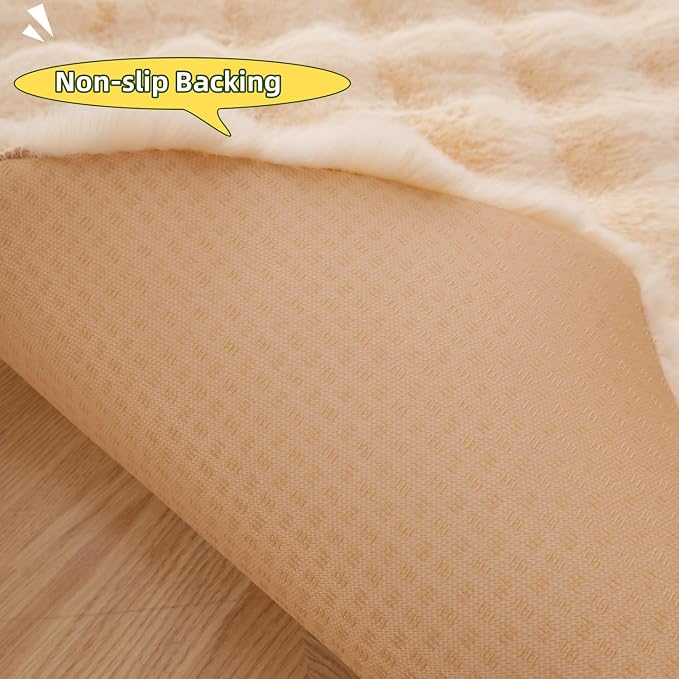 SHENGOCASE Pet Cushion Pad, 15.7 x 23.6 inches, 2-Pack, Faux Fur Dog Cat Kneading Pillow, Washable Crate Mat, Beige