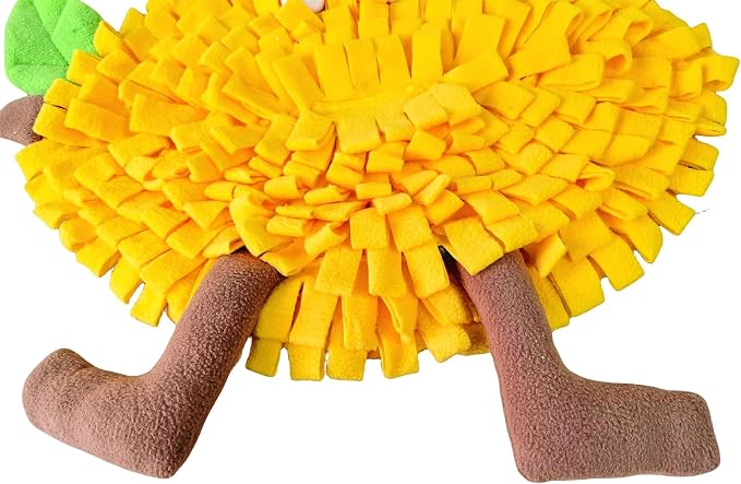 Dog Snuffle Mat Fleece Foraging Fruit Design Mats Small Animals Interactive Feeding Toy Anti Slip Slow Feeder Pet Treat Dispenser for Dogs Rabbits Guinea Pigs (Lemon)