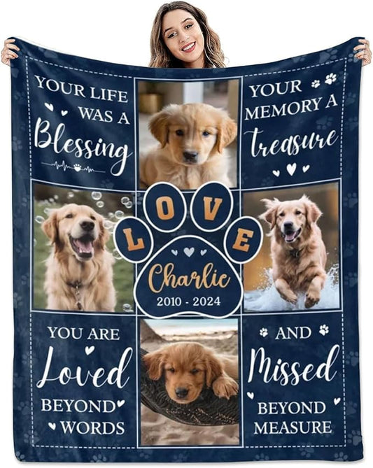 Pamaheart Custom Dog Face Blankets, Personalized Pet Photo Blanket, Fleece Dog Blankets, Customized Photo Throws, Dogs Dad Gifts, Pet Lover Gifts, Memorial Gift /38