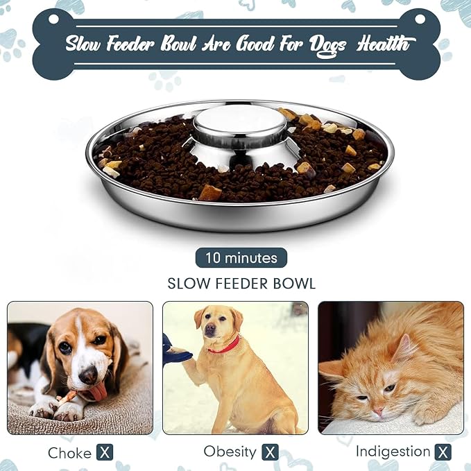 Zopeal 6 Pcs Stainless Steel Puppy Bowls 10.2" Puppy Feeder Dog Water Food Feeding Bowl for Multiple Weaning Small Dogs Cats, Pet Eating at The Same Time, Cylinder Style