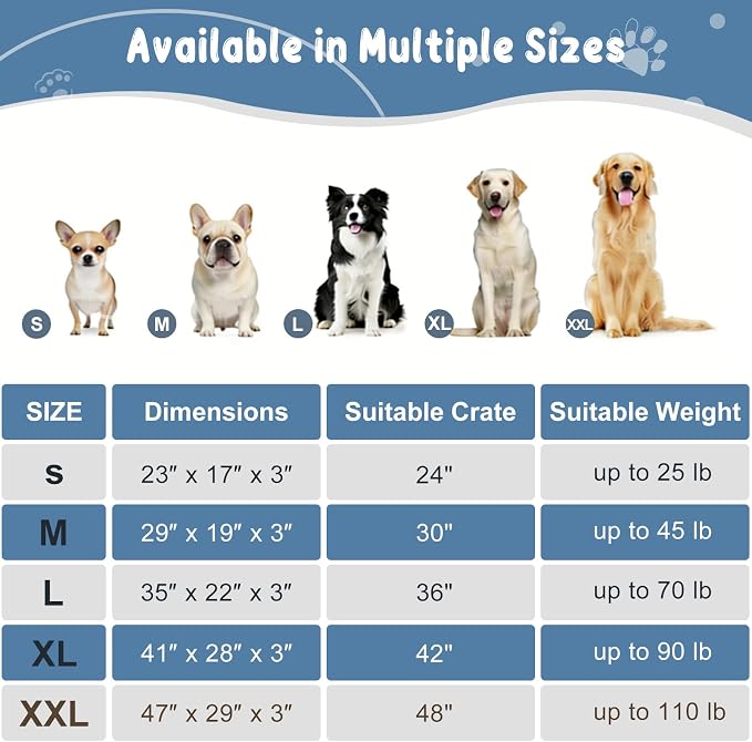 EMPSIGN Dog Bed Mat Crate Pad Mattress, Ultra Soft Pet Kennel, Navy, XL | Reversible(Cool & Warm), Waterproof Linings, Removable Machine Washable Cover, for 42" Dog Crate, Soft Rose Plush/Canvas