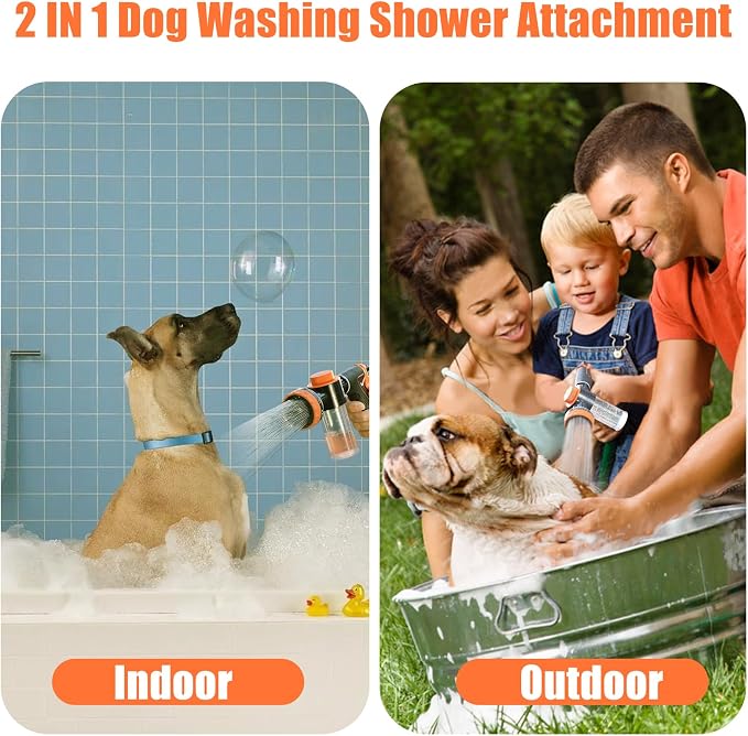 Dog Shower Attachment with Metal 3-Way Shower Diverter & 6.6FT Shower Hose for Bathroom Showr Arm, Dog Wash Hose Nozzle Sprayer for Easy Pet Bathing Dog Washing Hose Attachment