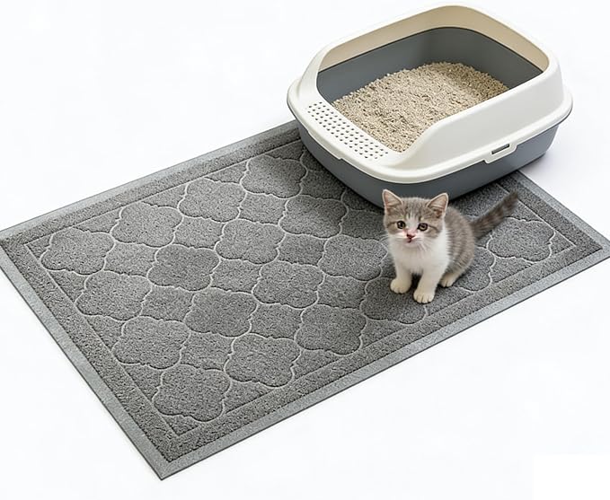 Cat Litter Mat Traps Litter from Litter Box XL Size 47"X36" Durable Trapping Rug, Non-Slip and Waterproof, Easy to Clean
