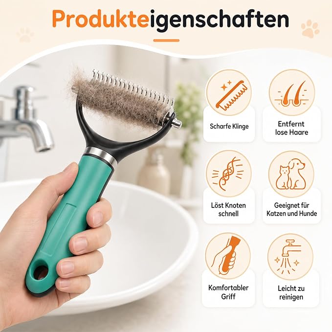 Pet Grooming Brush, Pets Knotted Dog Grooming, Pets Knotting Comb, Professional Pet Deshedding Brush, Deshedding Comb Fur Brushes, Shedding Brushes For Dogs And Cats (Orange)