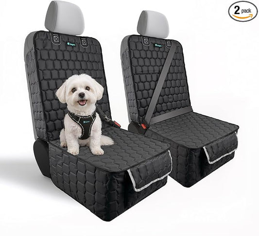 Meginc 2 Pack Front Seat Covers for Dogs, 600D Waterproof Dog Car Seat Covers with Side Flaps Non Slip Scratch Proof, Captain Chair Car Seat Protector Cover for Pets & Daily Use, Fits Cars SUV Trucks