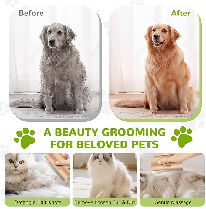Pawaboo Deshedding Brush for Dogs & Cats, Dog Hair Removal Comb | Grooming Shedding Brush with Ergonomic Gripping for Short Hair Dogs and Cats, Hangable Pet Cleaning Comb Supplies, 5.1 Inch