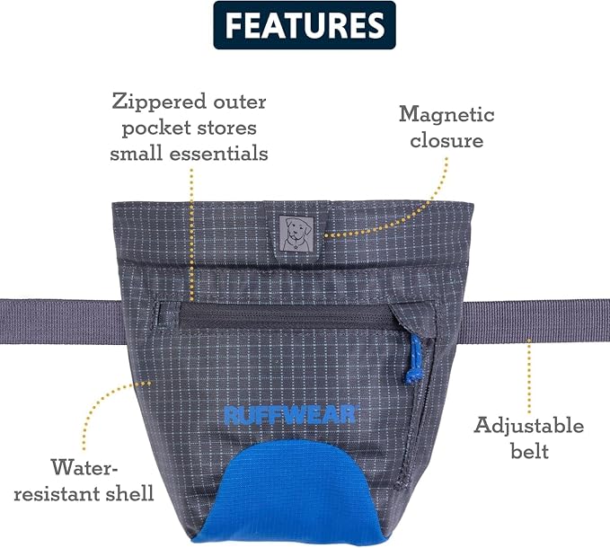 Ruffwear, Treat Trader Dog Treat Pouch, River Rock Green | Hands-Free Waist-Worn, One-Handed Magnetic Closure, Belt or Clip, Waterproof Food-Grade Lining, Zip Pocket, Clicker Loop