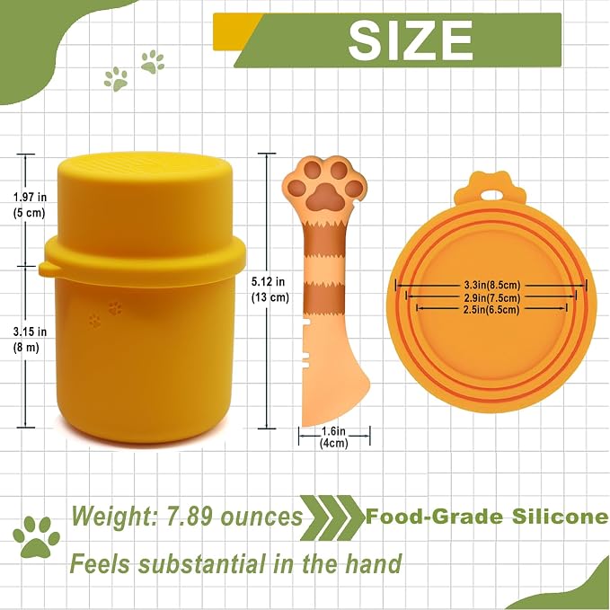 Original Canned Dog Food Storage Container | Silicone Can Cover Pet Food Sealer | BPA Free, Airtight, Dishwasher & Freezer Safe (2 Pcs Orange)