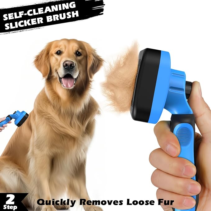 Professional 7 in 1 Pet Grooming kit I Dog Brush & Cat Brush I Dog&Cat Comb I Dog&Cat Nail Clipper/Trimmers with Nail File I Dog Bath Brush I Dog&Cat Flea Comb I Pet Supplies(Deep Blue)