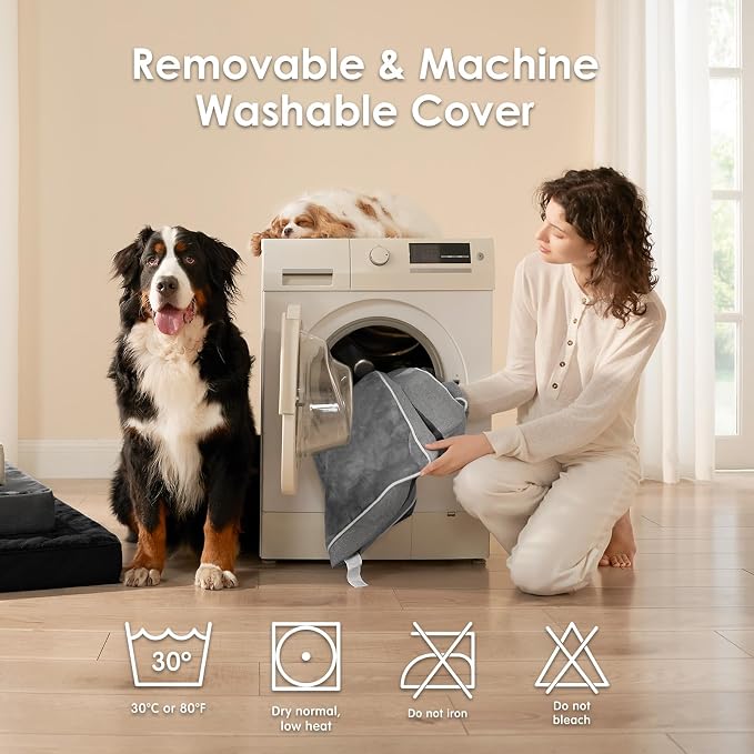 EHEYCIGA XL Orthopedic Dog Crate Bed Washable, 41x27Inch, Dark Grey | High Density Egg Crate Foam, Waterproof Liner, Removable Easy Clean Cover, Non-Slip Bottom, Fits Crate, Floor and Sofa
