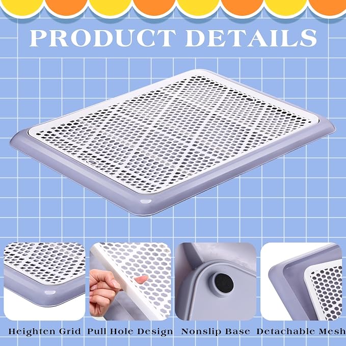 Mifoci Dog Training Pad Holder with Mesh Tray Non-Slip Leak Proof Puppy Potty Tray for Small Medium Large Dogs Pee Pad Holder Easy Clean Indoor Bathroom (25.59 x 18.90 Inch)