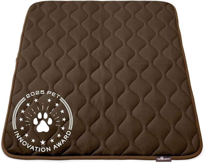 Paw Inspired Washable Padded Crate Mats for Dogs, Dark Brown, 41x28 Inch | Fits 42-inch Kennels, Leakproof, Waterproof Bottom, Plush Dog Pad, Pet Bed