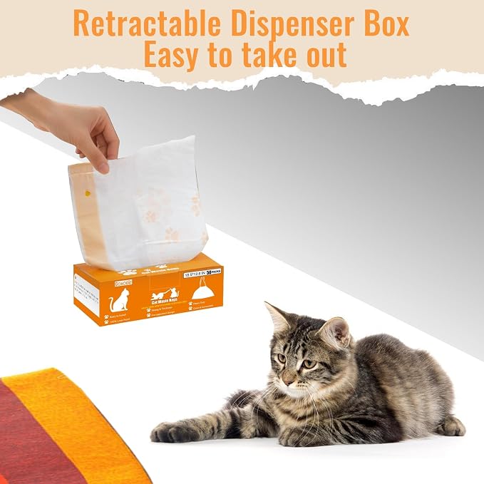 50 Pack Cat Litter Box Liners, Compatible with MeoWant SC01/C02/LR01 Litter Bags, Extra Thick Drawstring Heavy Duty Cat Waste Bags, 18.5" x 12.6"