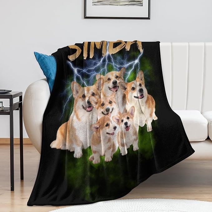 Personalized Pet Photo Blanket, Pet Lovers Gift Throw Blanket, Dog Mom Blanket, Custom Pet Portrait Picture Blanket, Pet Memorial Gift with Photo for Pet Dog Lovers, Custom Dog Blanket, Cat Blanket S