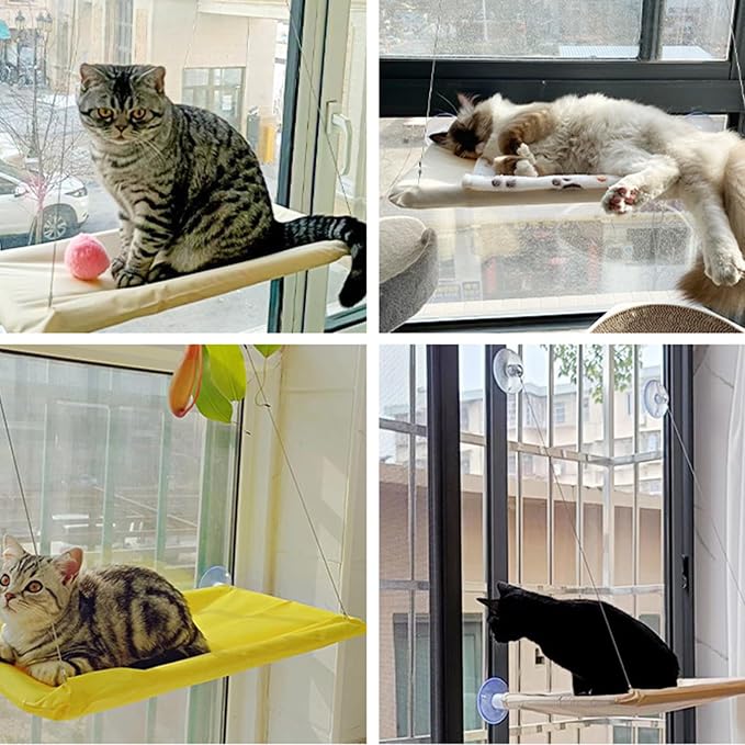 Window Hammock for Cat with Suction Cups Hanging Bed Perch Breathable Cloth Resting Bed Hammock
