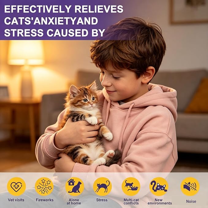 Cat Calming Diffuser Kit 1 Diffuser Plus 3 Refills 90-Day Support Cat Pheromone Diffuser for Feline Calming Urine Marking Excessive Meowing Scratching Odorless Formula for All Felines