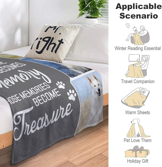 Artsadd Personalized Blanket with Picture in Memory of Dog Cat Custom Photo Blanket Memorial Pet Loss Sympathy Gift