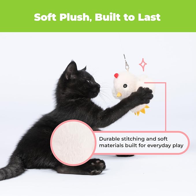 Catify Best Pet Supplies Flapping Duckling, Chick & Bird Cat Toy - Motion-Activated Wings, Realistic Chirps, Catnip-Infused Plush, USB-Rechargeable, Indoor Cats & Kittens, Self-Play Enrichment - Beige