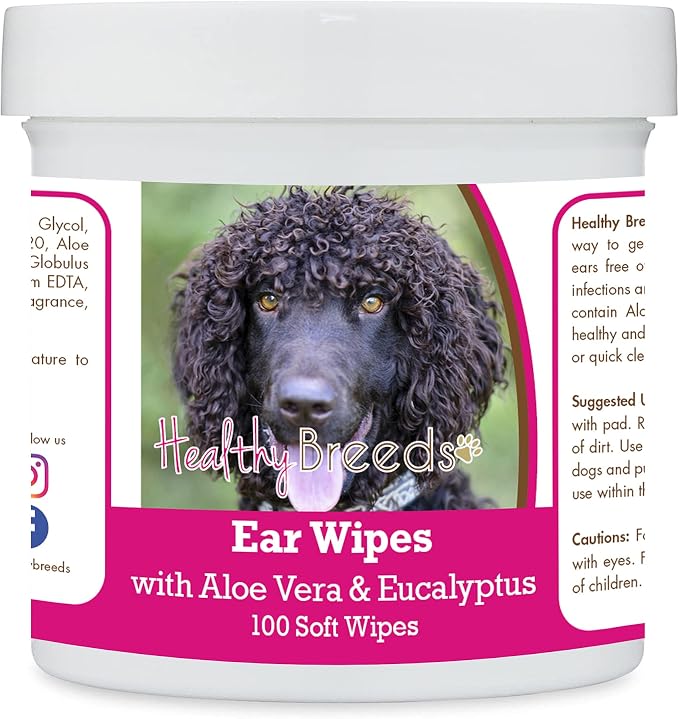 Healthy Breeds Irish Water Spaniel Ear Cleaning Wipes with Aloe & Eucalyptus for Dogs 100 Count