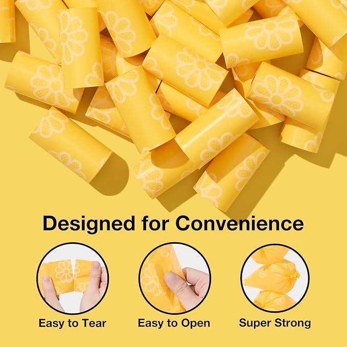 VETRESKA Dog Poop Bag Rolls Daisy Scented Leak-proof Pet Waste Bags Thick and Large Trash Bags for Dog Walking 20 Refill Rolls 300 Bags