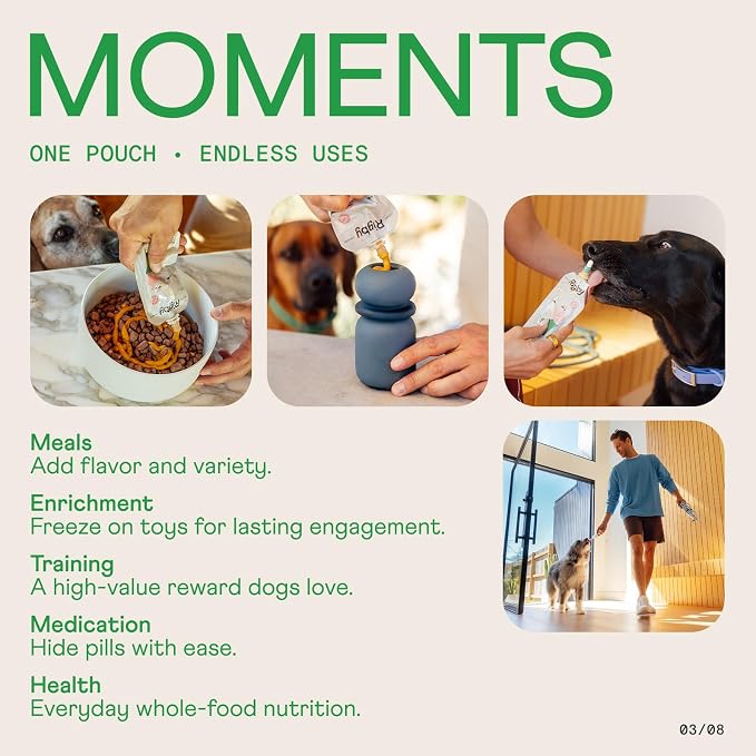 Rigby Organic Free-Range Chicken Dog Treat Squeeze Pouches — One Pouch Every Day for Meal Topping, Training, Pill Pockets, Lick Mats & Enrichment — Low-Calorie Real Food for Digestion & Daily Health